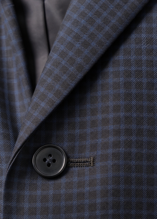 Canali 1934 Espresso Brown & Blue Mini Check Modern Fit Wool 2-Button Sport Coat 46R