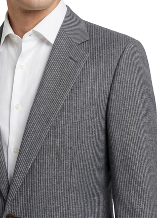 Canali Gray Striped Slim Fit Notch Lapel Wool Silk Linen 2-Button Suit 44L