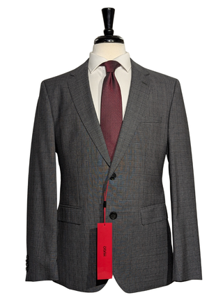 Hugo Boss Marlane Biella Glen Plaid Gray Regular Fit Wool 2-Button Suit - 40R