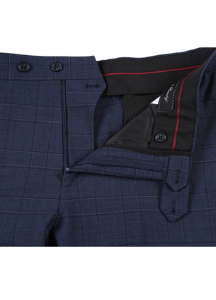English Laundry Navy Windowpane Slim Fit Peak Lapel Wool Blend Stretch 2 Button Suit