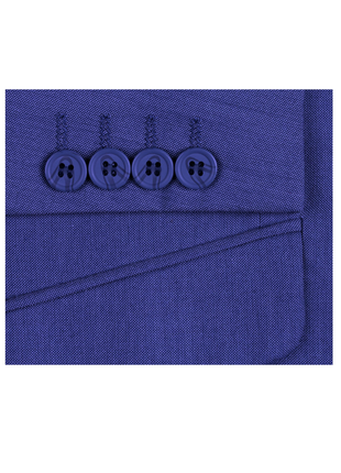 Raphael Blue Textured Slim Fit Notch Lapel Patch Pockets Two Button Stretch Travel Suit
