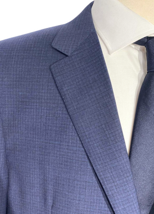 Canali Navy Blue Tonal Plaid Notch Lapel 100% Wool 2 Button Suit 48L