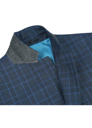 Men's Two Piece Classic Fit Windowpane Check Dress Suit