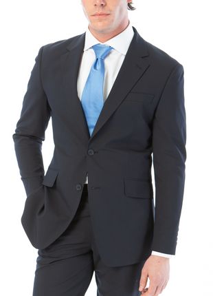 Raphael Mens Solid Navy Blue Slim Fit Stretch 2 Button Blazer Sportcoat
