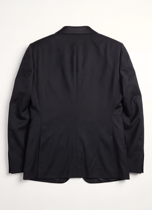 Z Zegna Solid Black Satin Peak Lapel Classic Fit 1-Button Wool Tuxedo - 38S