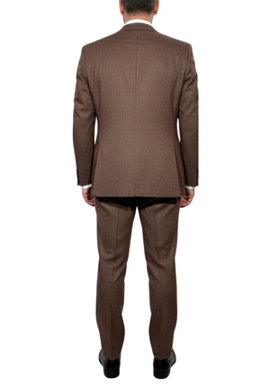 Canuti Brown Houndstooth Modern Fit Peak Lapels Double Breasted Suit