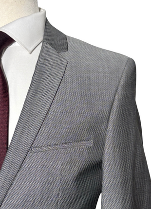 Hugo Boss Super 100s Gray Birdseye Notch Lapels 2-Button Wool Suit - 38R