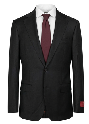 Mazara Mens Black Tonal Stripe Classic Fit Notch Lapel Wool 2 Button Suit