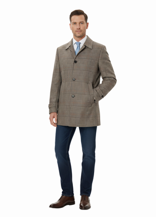 Canuti By Steven Land Mens Brown Plaid 100% Wool Overcoat - The Suit Depot
