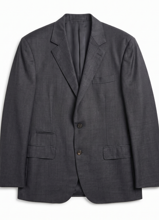 Brunello Cucinelli Mens Charcoal Textured Fully-Canvassed Notch Lapel Classic Fit 3-Button Wool Suit with Ticket Pocket  - 46L