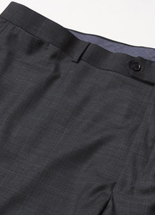 Tommy Hilfiger Charcoal Grey with Light Blue Windowpane Modern Fit Notch Lapel Wool Stretch Suit