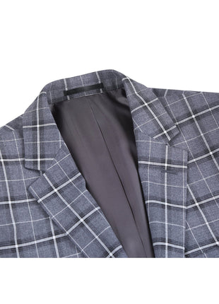 Men's Classic Fit Single Breasted Grey & White Check Suits