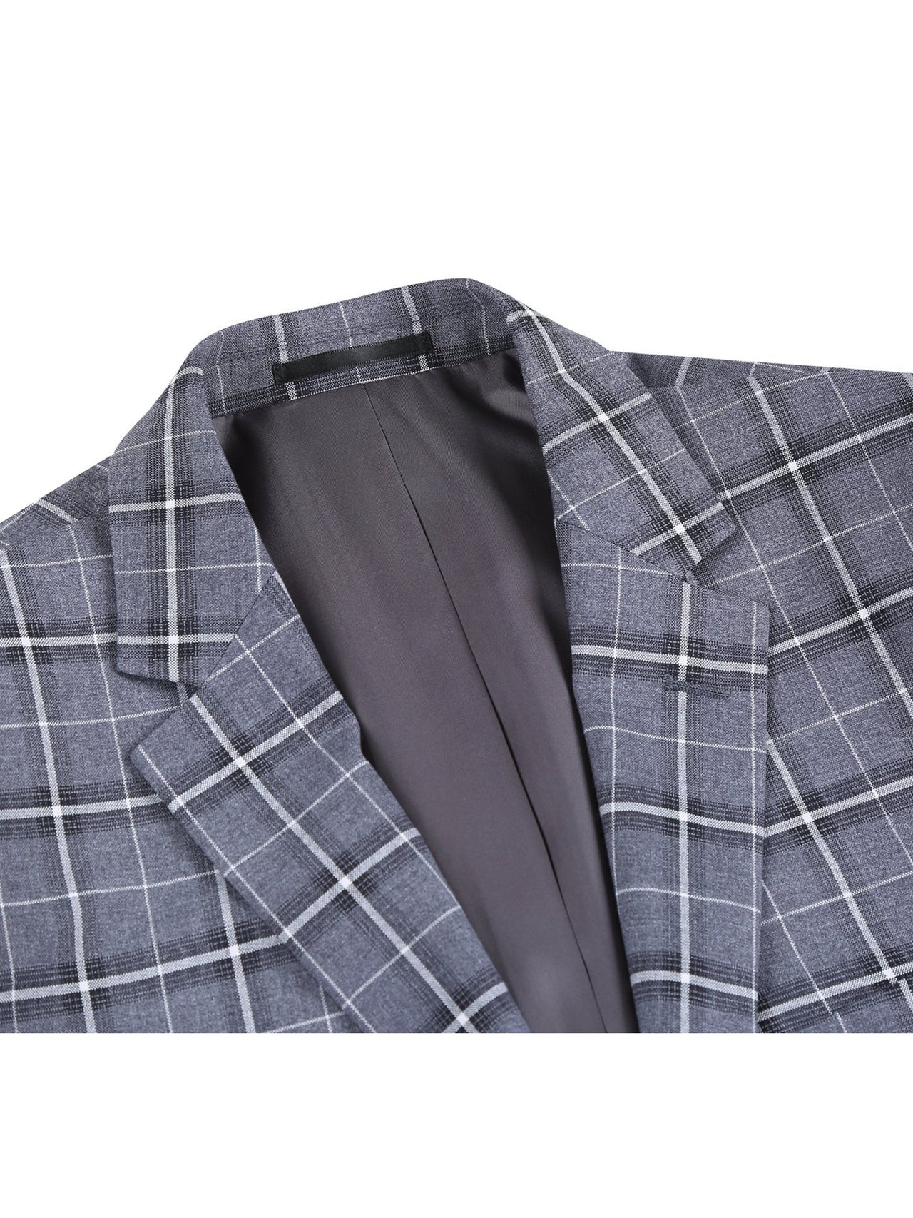 Men's Classic Fit Single Breasted Grey & White Check Suits