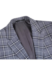 Thumbnail for Men's Classic Fit Single Breasted Grey & White Check Suits