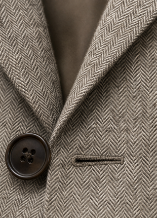 Canali Light Brown Herringbone Classic Fit Wool Notch Lapel 2-Button Sport Coat 50R
