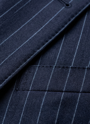 Mazara Mens Navy Rope Striped Classic Fit Peak Lapel 3-Piece Wool Suit