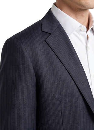 Canali Navy Striped Classic Fit Canvassed Notch Lapel Wool 2-Button Suit 40L