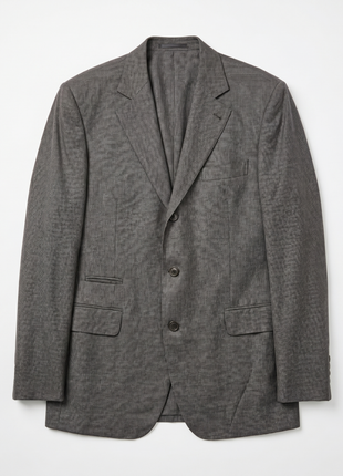 Brunello Cucinelli Mens Gray Micro Houndstooth Fully-Canvassed Notch Lapel Slim Fit 3-Button Wool Silk Suit with Ticket Pocket  - 44L
