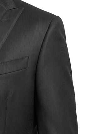 Corneliani Collection Mens Charcoal and Gray Mixed Pattern Peak Lapel Slim Fit 3-Piece Wool Blend Suit - 44R