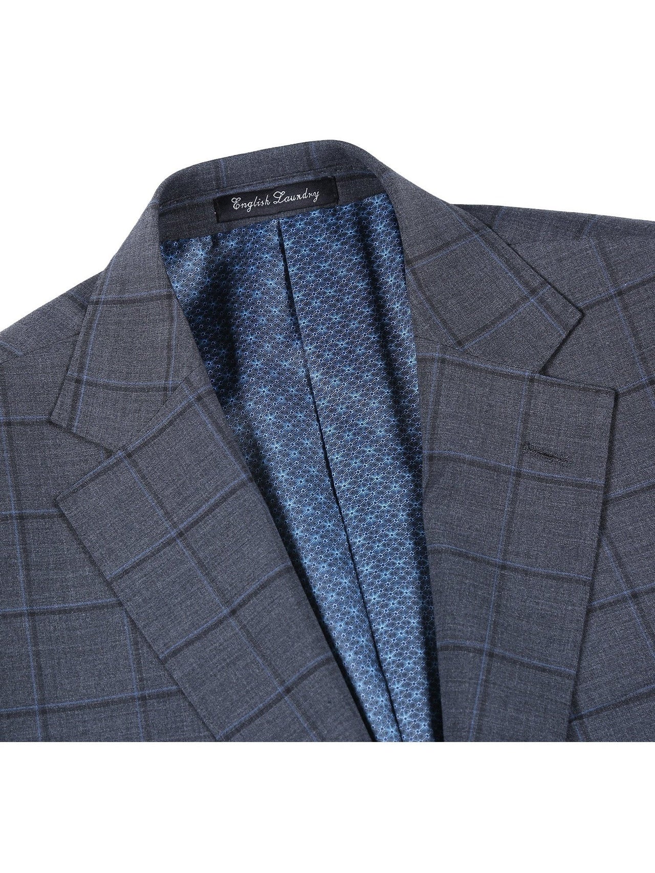 English Laundry Slim Fit Charcoal Checked Wool Suit