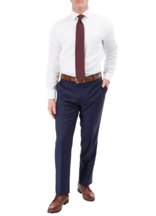 Mazara Solid Navy Slim Fit Notch Lapel Half-Canvassed 2-Button Reda Wool Suit