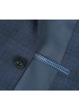Men's 3-Piece Classic Fit Single Breasted Windowpane Suit