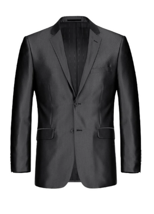 Raphael Solid Black Classic Fit Sharkskin Two Button Notch Lapel Suit