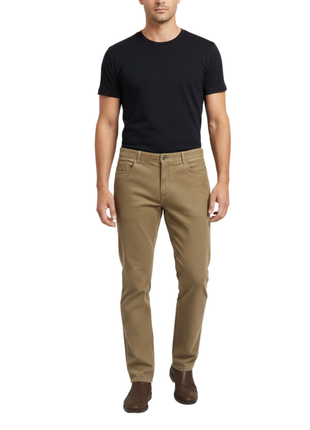 Label E Brown Regular Fit Cotton Stretch Five-Pocket Corduroy Pants