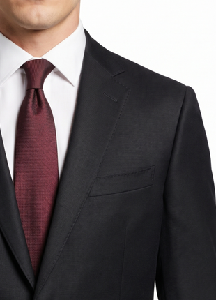 Z Zegna Mens Solid Black Notch Lapel Slim Fit 2-Button Wool Suit - 44L