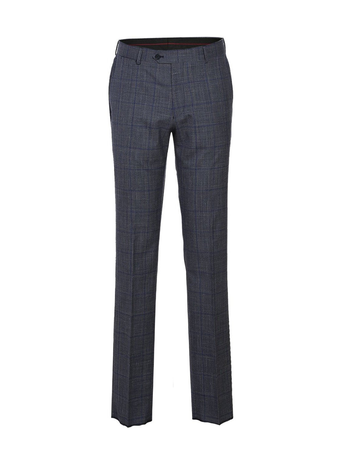 Gray with Blue Windowpane Wool Suit