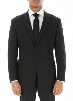 Raphael Mens Solid Black Slim Fit Stretch 2 Button Blazer Sportcoat