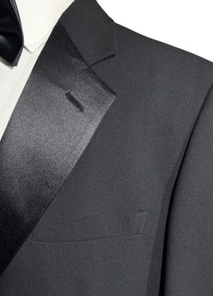Giorgio Armani Solid Black With Satin Notch Lapel Classic Fit 2-Button Wool Tuxedo 42R - The Suit Depot