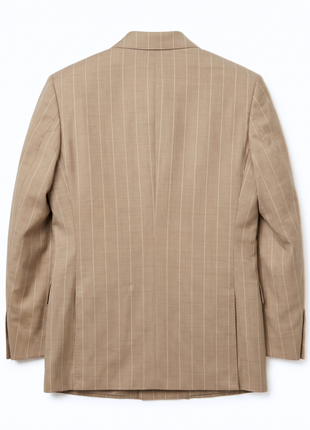 Bergamo Beige Pinstripe Modern Fit Peak Lapel Double-Breasted Wool Suit