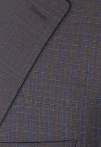 Thumbnail for Napoli Mens 44L Brown Check Super 150s 100% Wool Slim Fit 2 Piece Suit