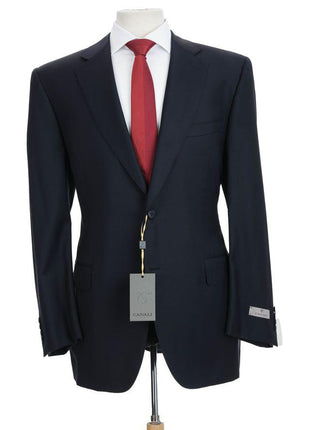 Canali Mens Solid Navy Blue 40L Drop 7 Modern Fit 100% Wool 2 Piece Suit
