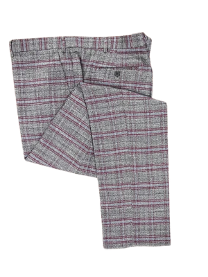 mens purple plaid dress pants INSPIRE CHIC Men's Regular Fit Flat Front Classic Plaid Suit Pants Purple 28