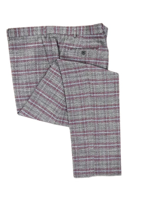 Giorgio Fiorelli Mens Classic Fit Gray & Purple Plaid Flat Front Dress Pants