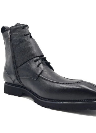 Carrucci Boys Black Split Toe Lace Up Leather Dress Boots