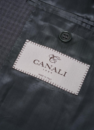 Canali 1934 Mens Gray Check Drop 7 44L Modern Fit 100% Wool 2 Piece Suit - The Suit Depot