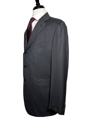Sartoria Partenopea Mens Charcoal Stripe Notch Lapel Classic Fit 3-button Wool Suit - 44R