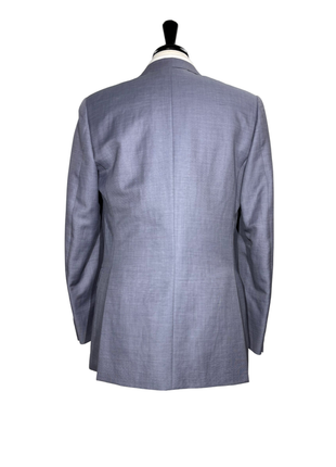 Brioni Mens Heather Blue Micro Check Fully-Canvassed Notch Lapel Classic Fit 2-Button Wool Blend Suit- 40L