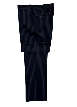 Z Zegna Mens Dark Blue Pinstripe Notch Lapels Classic Fit 3-Button Wool Suit - 38R