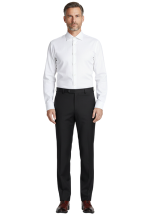 Raphael Classic Fit Solid Black Flat Front Wool Dress Pants - The Suit Depot
