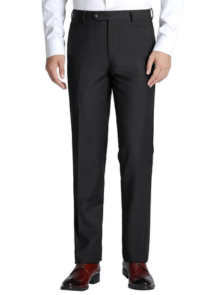 Raphael Classic Fit Solid Black Flat Front Wool Dress Pants - The Suit Depot