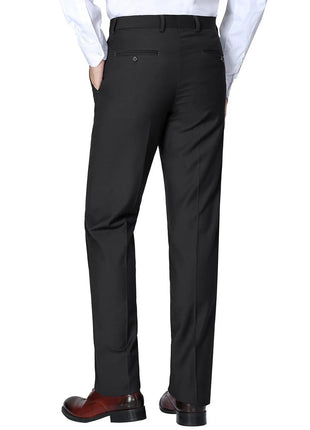 Raphael Classic Fit Solid Black Flat Front Wool Dress Pants - The Suit Depot