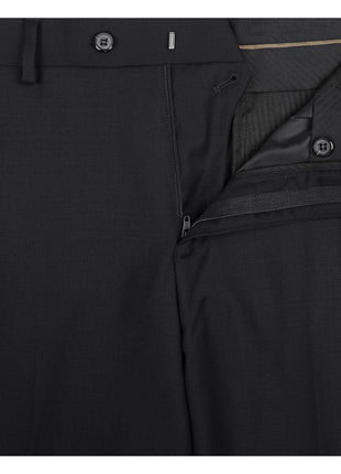 Raphael Classic Fit Solid Black Flat Front Wool Dress Pants - The Suit Depot