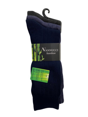 Vannucci Mens 3 Pack Navy Denim Charcoal Dress Socks