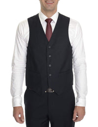 Thumbnail for Mens Solid Navy Blue Five Button Wool Vest