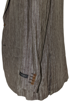 Canali Men's Brown Pinstripe 100% Linen Suit - 46R