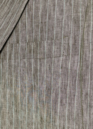 Canali Men's Brown Pinstripe 100% Linen Suit - 46R